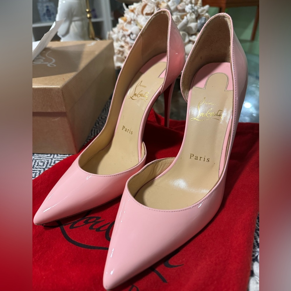 Beautiful Christian Louboutin Iriza 100 Patent Eglantine size 38